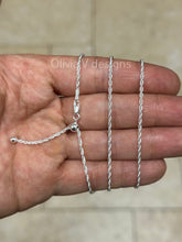 925 Sterling Silver Solid Loose Rope Adjustable Chain Necklace 24" 2mm Italy, 925 Sterling Silver, Yellow Gold